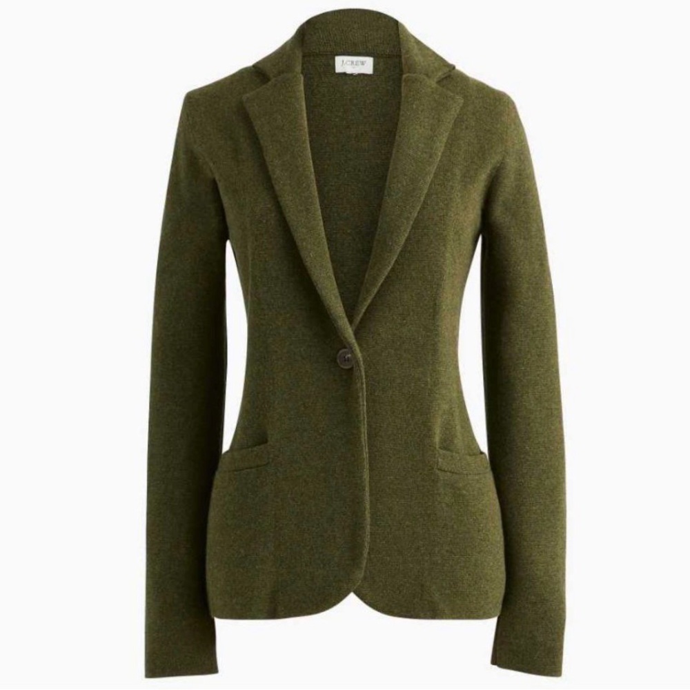 J. Crew Women's Olive Green Single-Button Blazer Schoolboy.